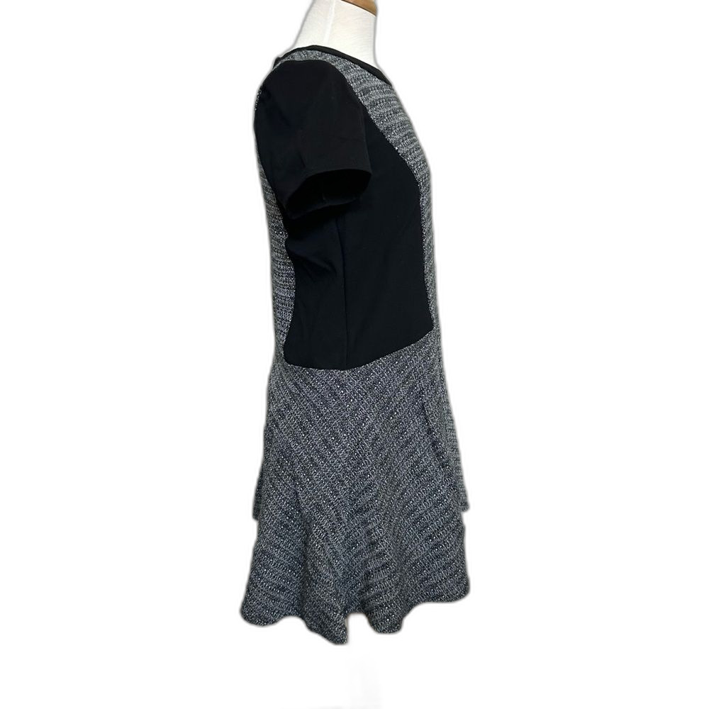 Madewell Black and Grey Tweed Knee Length Swing Dress - Women Size 4 - Picture 3 of 7
